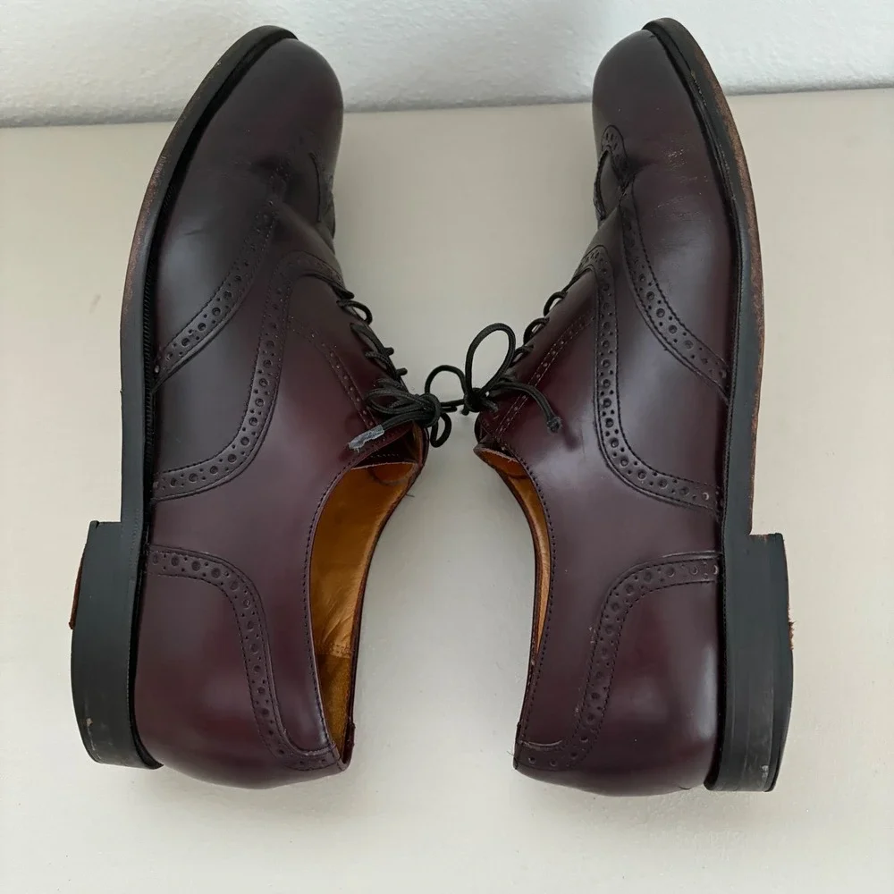 Cole Haan City Mens Burgundy Leather Wingtip Oxford Dress Shoes Size 9.5D Dressy
